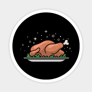 roast chicken dish cartoon Magnet